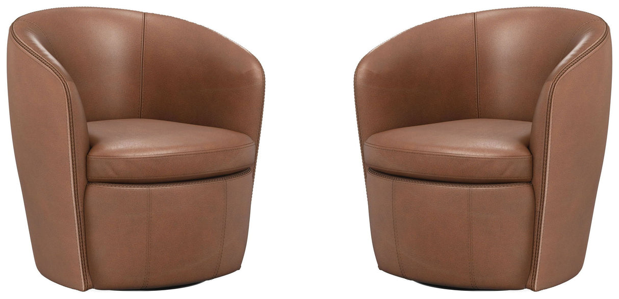 Barolo - 100% Italian Leather Swivel Club Chair (Set of 2)
