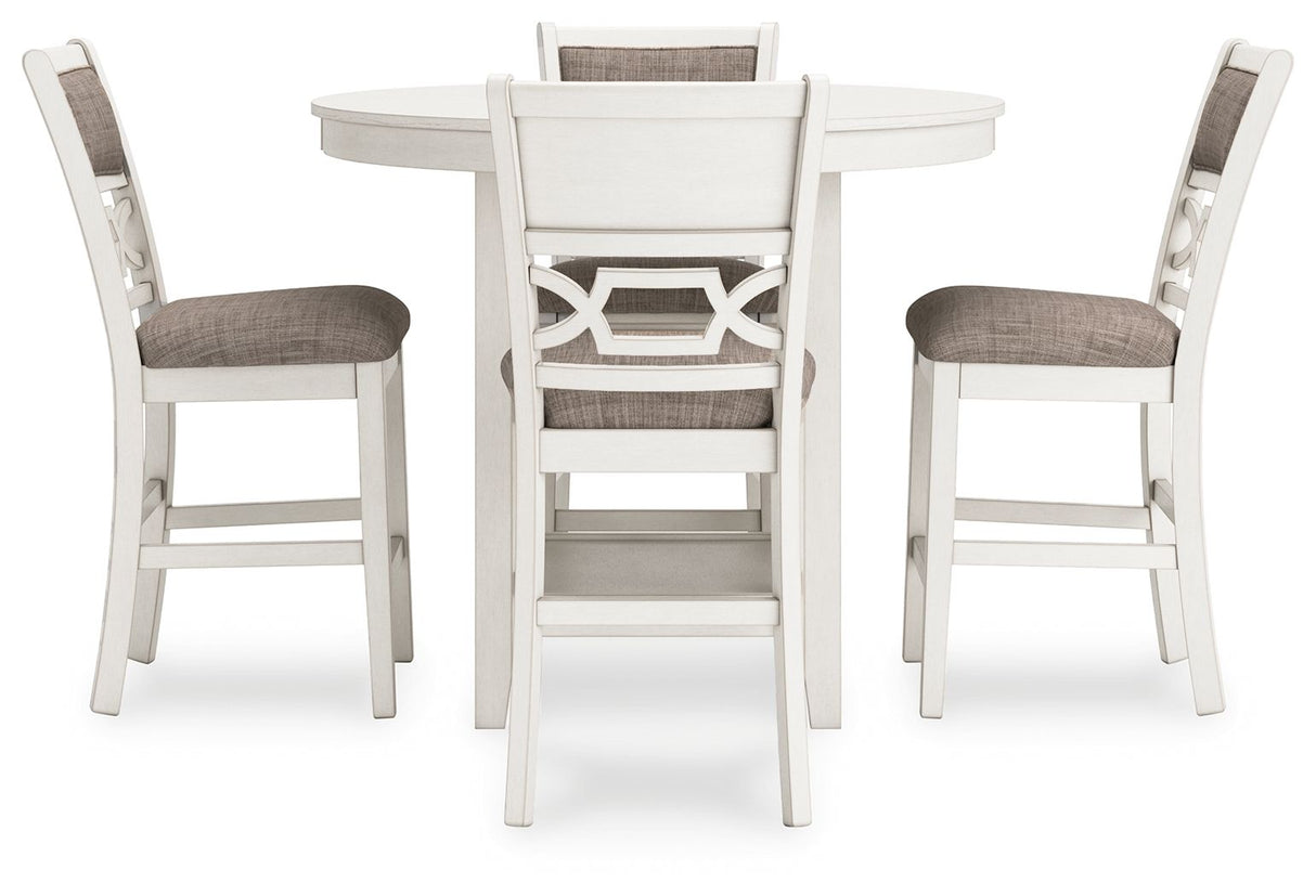 Erinberg - Juego de mesa alta de comedor (Set de 5) - Blanco antiguo