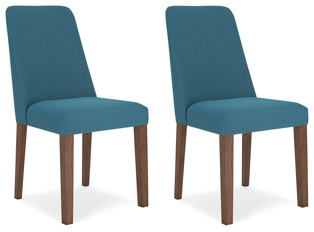 Lyncott - Silla lateral tapizada para comedor (juego de 2) - Azul / Marrón