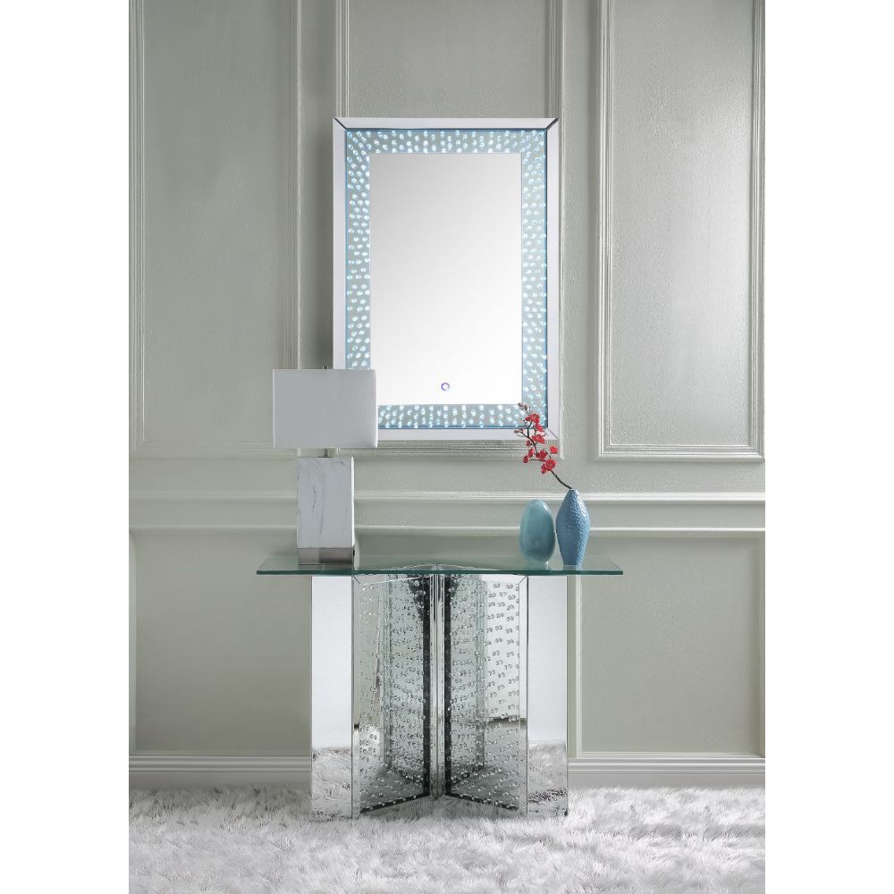 Nysa - Mesa auxiliar - Plateado perla - Madera - 81 cm