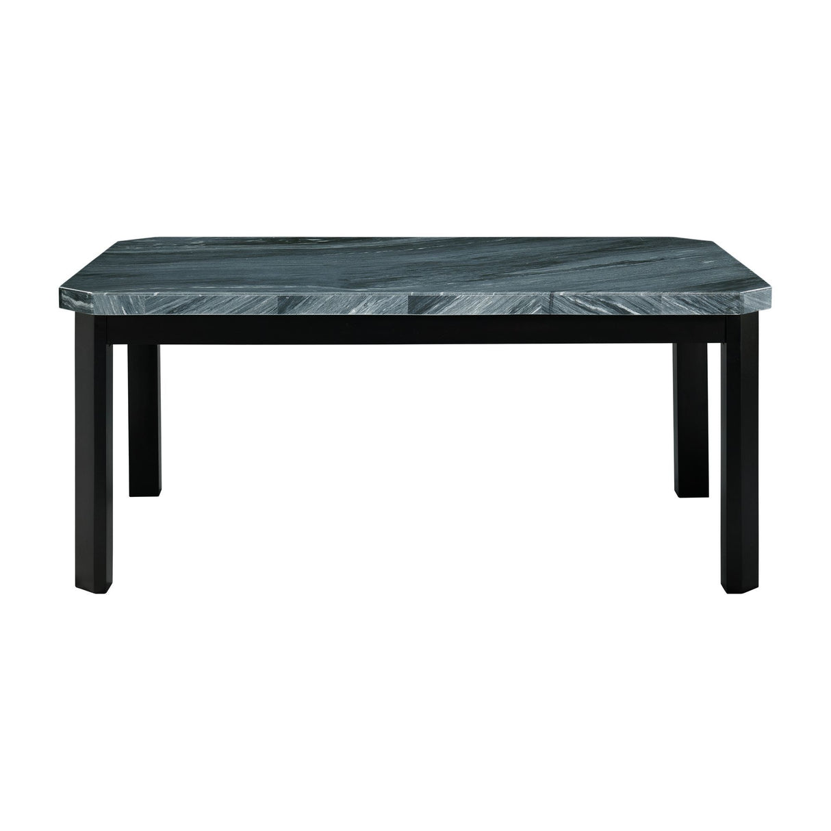 Francesca - Juego de comedor de 5 piezas con sillas rectangulares de PU gris, mesa y cuatro sillas - Mármol gris