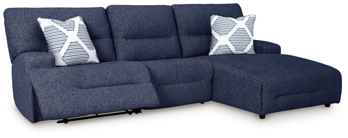 Acklen Place - 3-Piece Power Reclining Sectional With RAF Power Reclining Back Chaise - Pewter