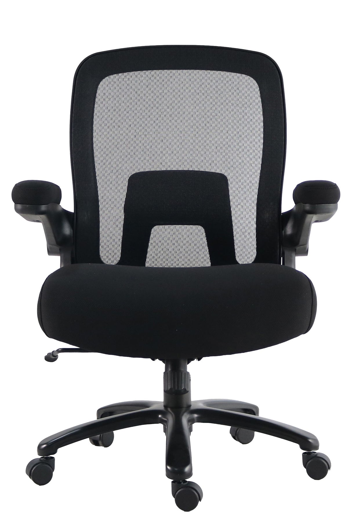Silla de oficina de malla Dc para hombre grande 500 lb, soporte lumbar - Negro