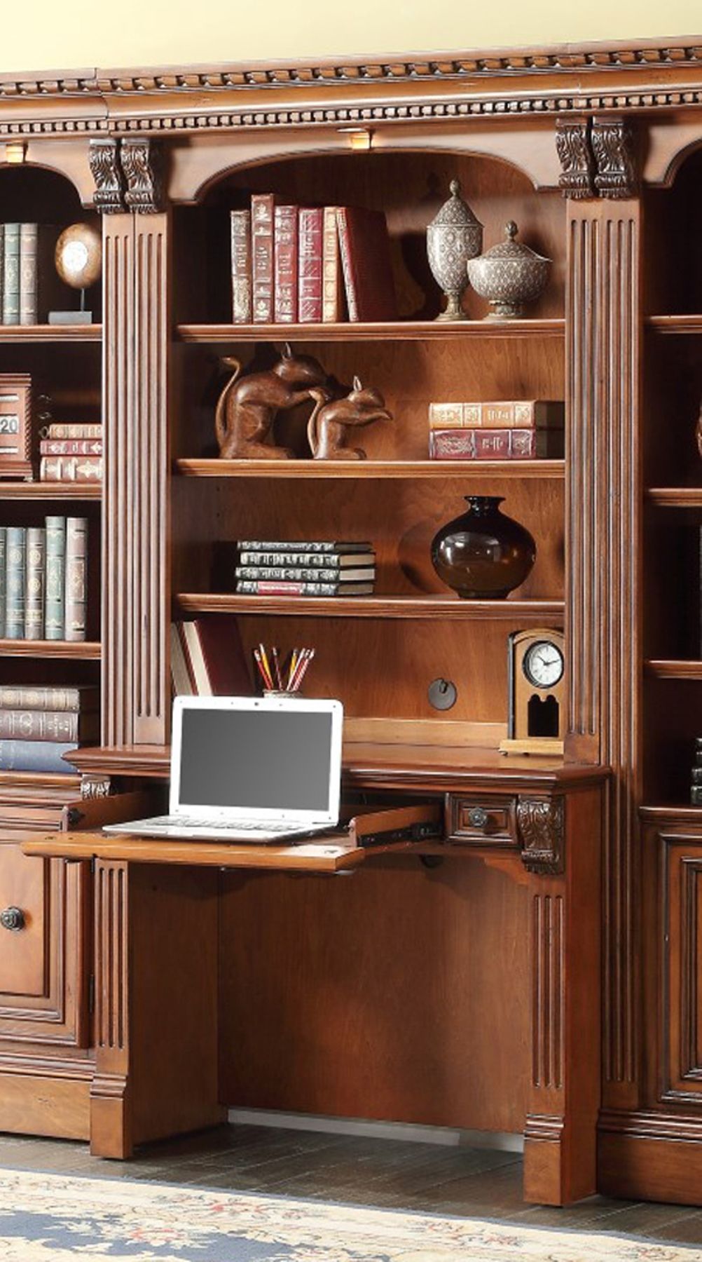 Huntington - Library Desk (2 Piece) - Antique Vintage Pecan