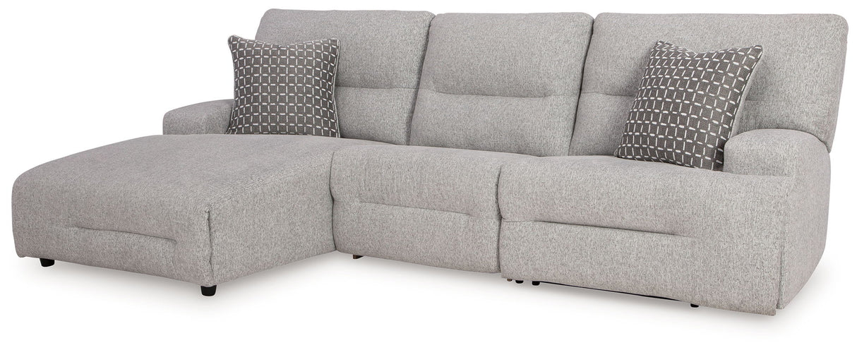 Acklen Place - 3-Piece Power Reclining Sectional With RAF Power Reclining Back Chaise - Pewter