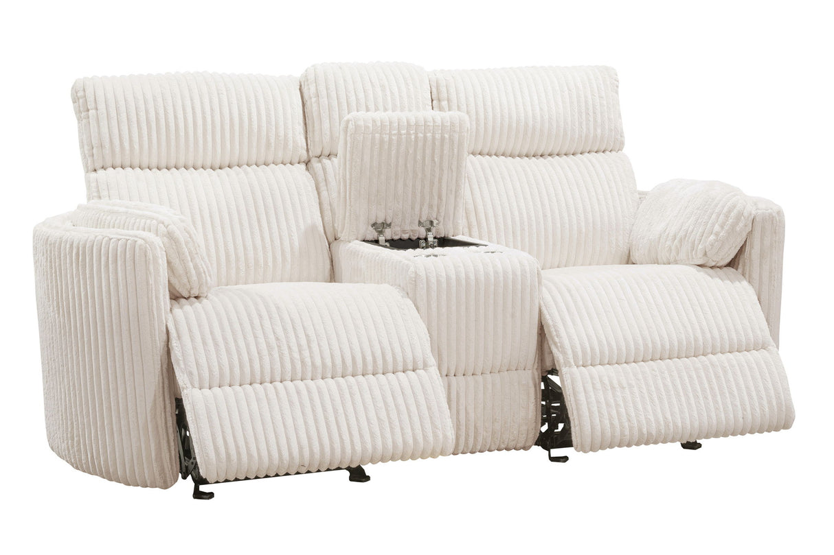 Radius - Sofá de dos plazas reclinable Power Glider con consola