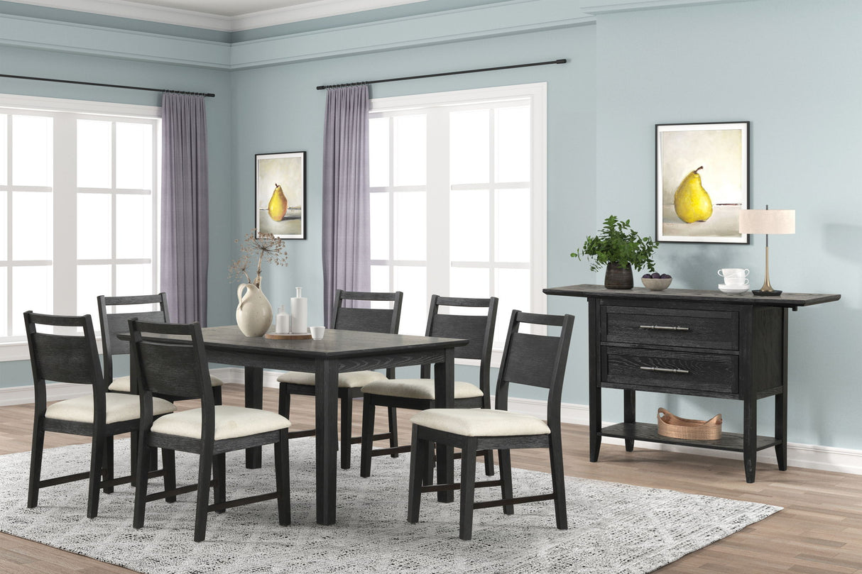 Sable Crest - Juego de 5 piezas (mesa de comedor rectangular y 4 sillas) - Negro