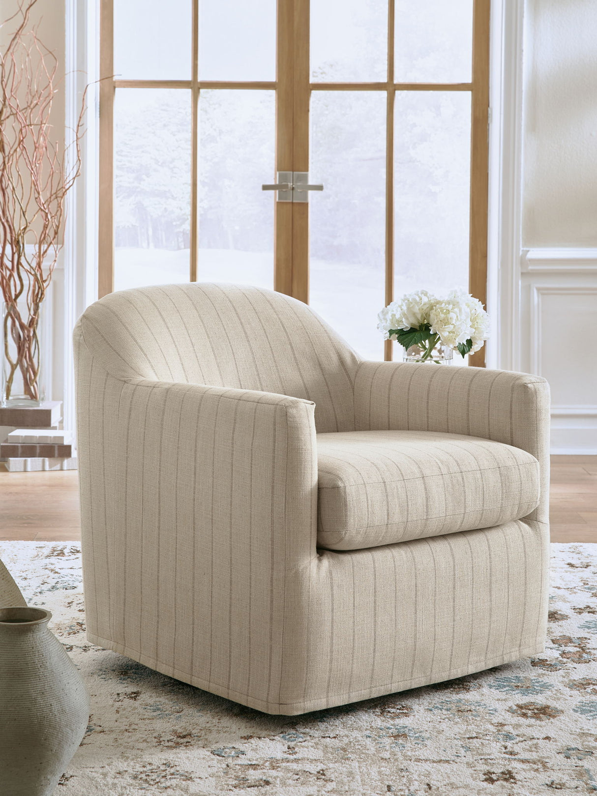Valwick - Sillón giratorio decorativo - Crema / Marrón