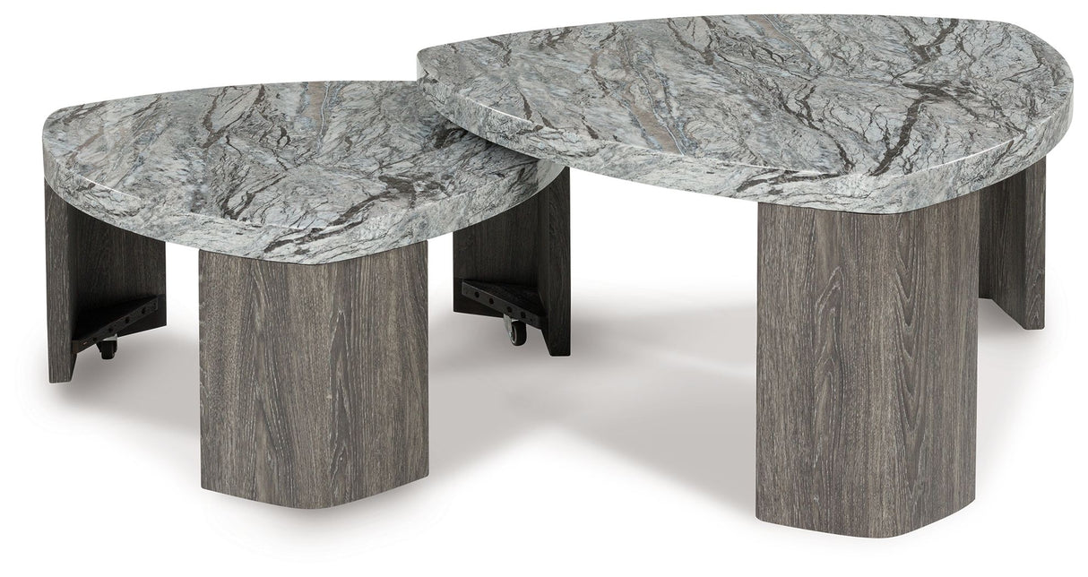 Surmour - Mesa de cóctel apilable - Gris / Marrón
