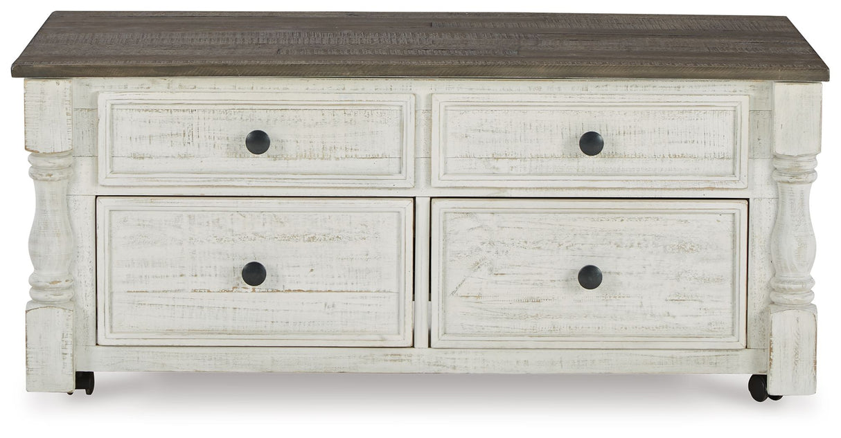 Havalance - Mesa de centro elevable con cajones de almacenamiento - Blanco / Gris