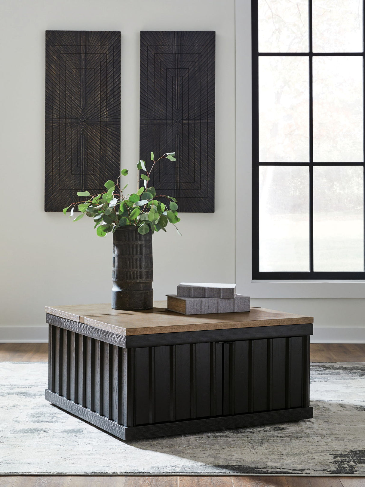 Rylandyn - Mesa de centro elevable - Negro / Marrón claro