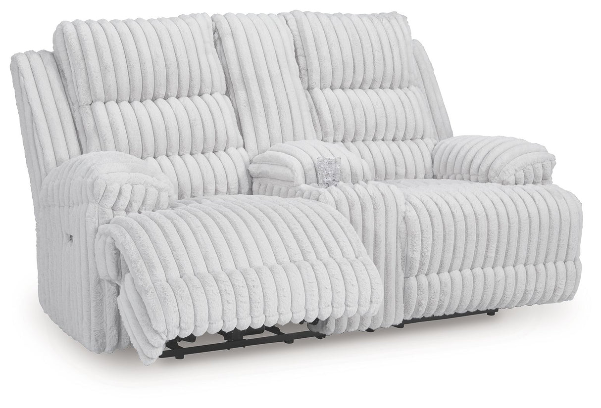 Rhines Falls - Sofá biplaza reclinable eléctrico doble con consola - Alloy