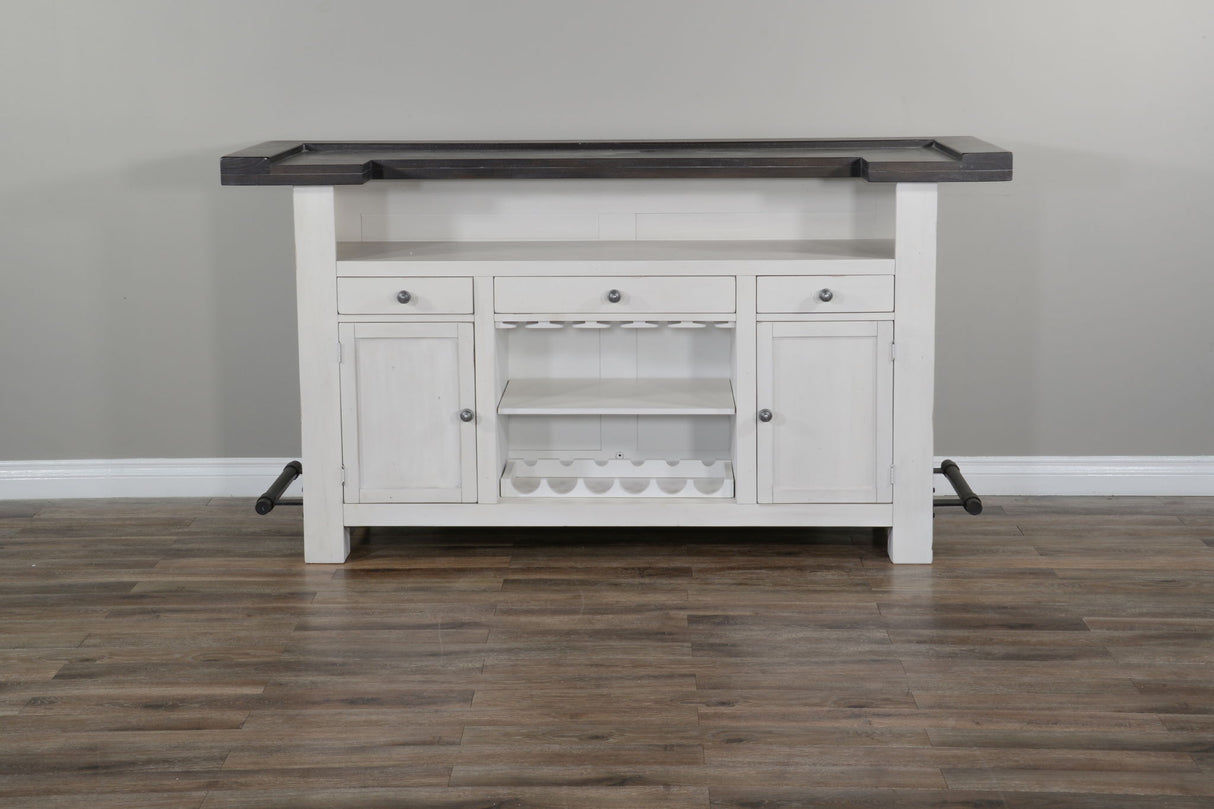 78" Wood Home 3 Piece Bar Set - Cottage White / Europen Dark