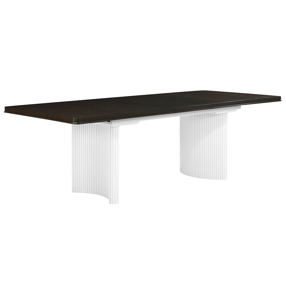 Carena - Mesa de comedor con extensión - Acabado blanco y marrón