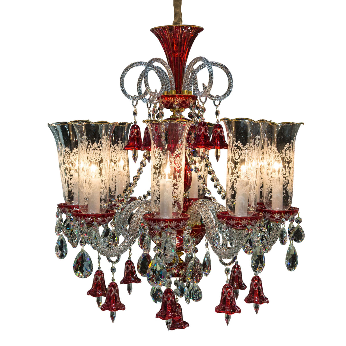Michael Amini Lighting - Winter Palace 8-Light Traditional Crystal Chandelier - Ruby Red / Silver