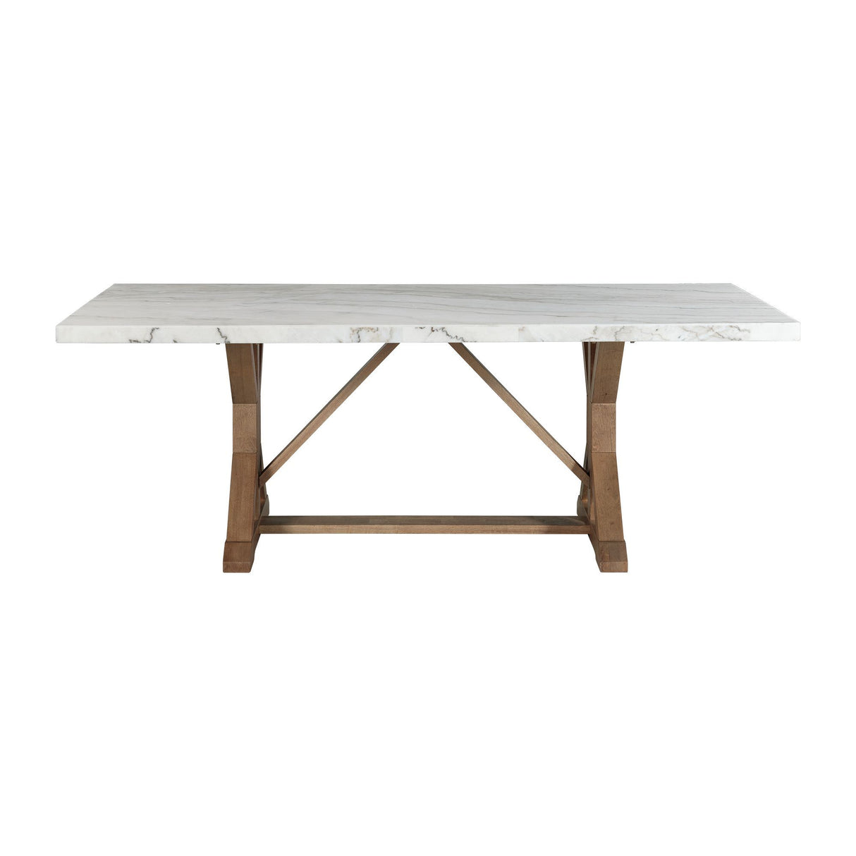 Lakeview - Mesa de comedor rectangular de altura estándar de mármol - Blanca