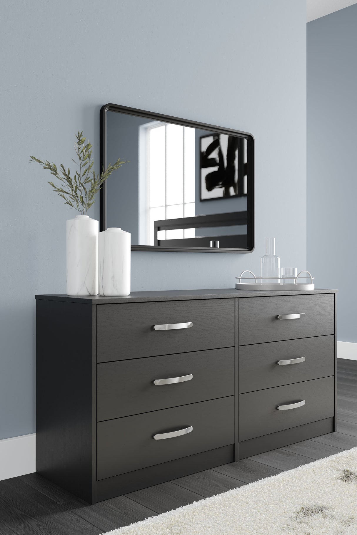 Finch - Cómoda de seis cajones - 73.66 cm de altura - Negro