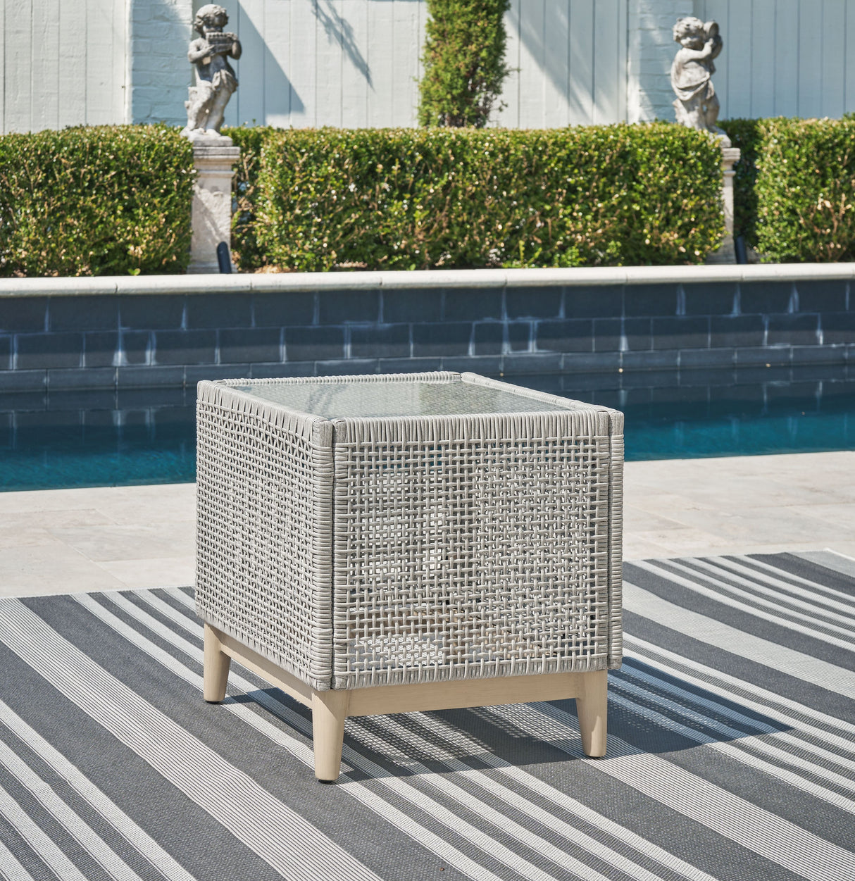 Seton Creek - Square End Table - Gray
