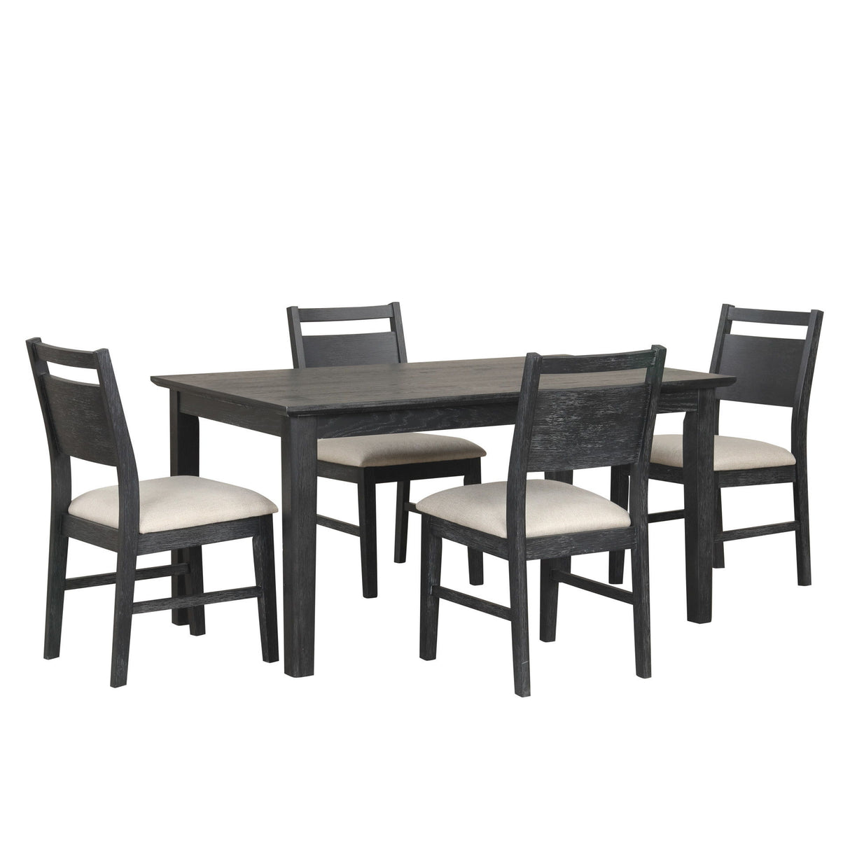 Sable Crest - Juego de 5 piezas (mesa de comedor rectangular y 4 sillas) - Negro