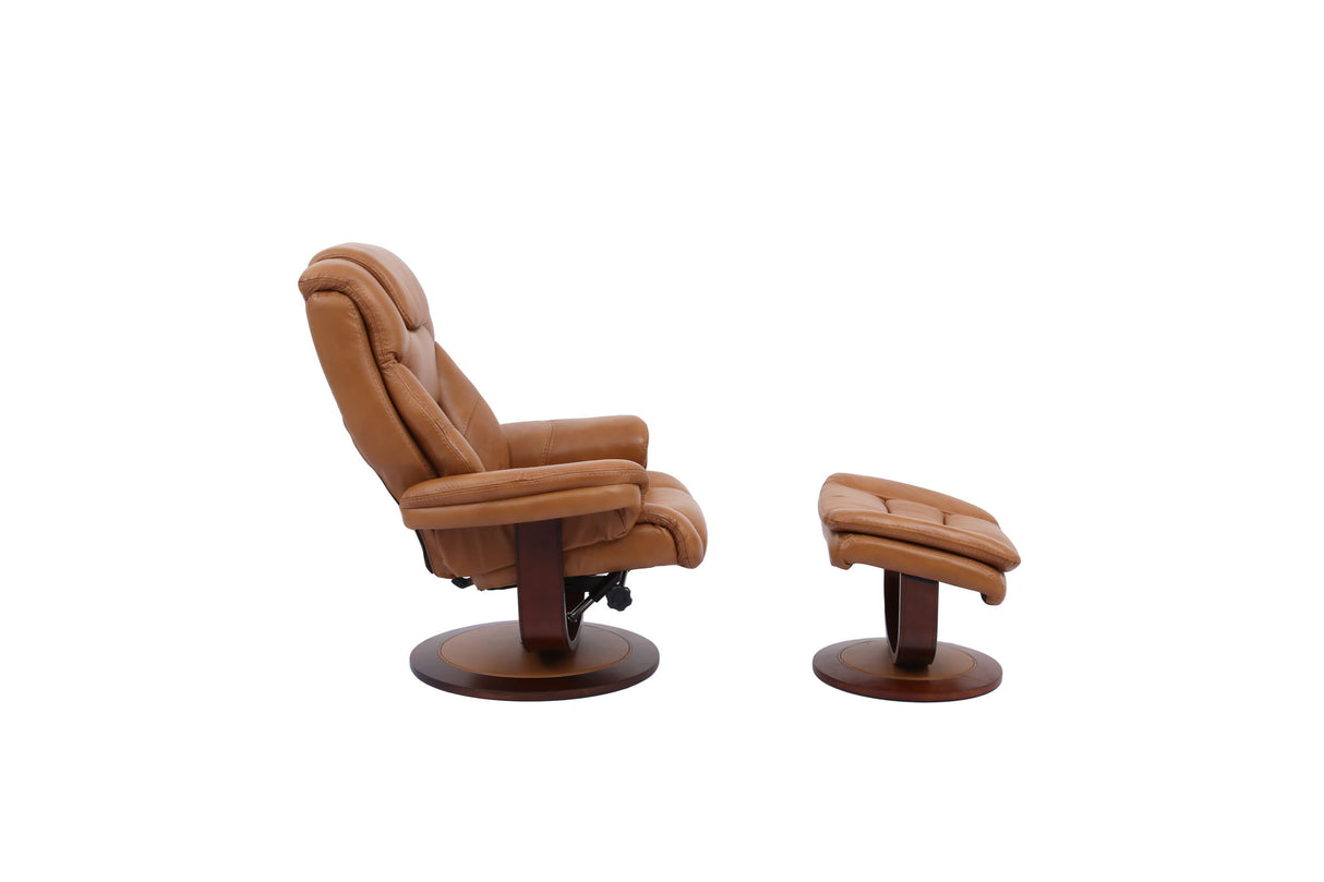 Monarch - Sillón reclinable giratorio manual y otomana