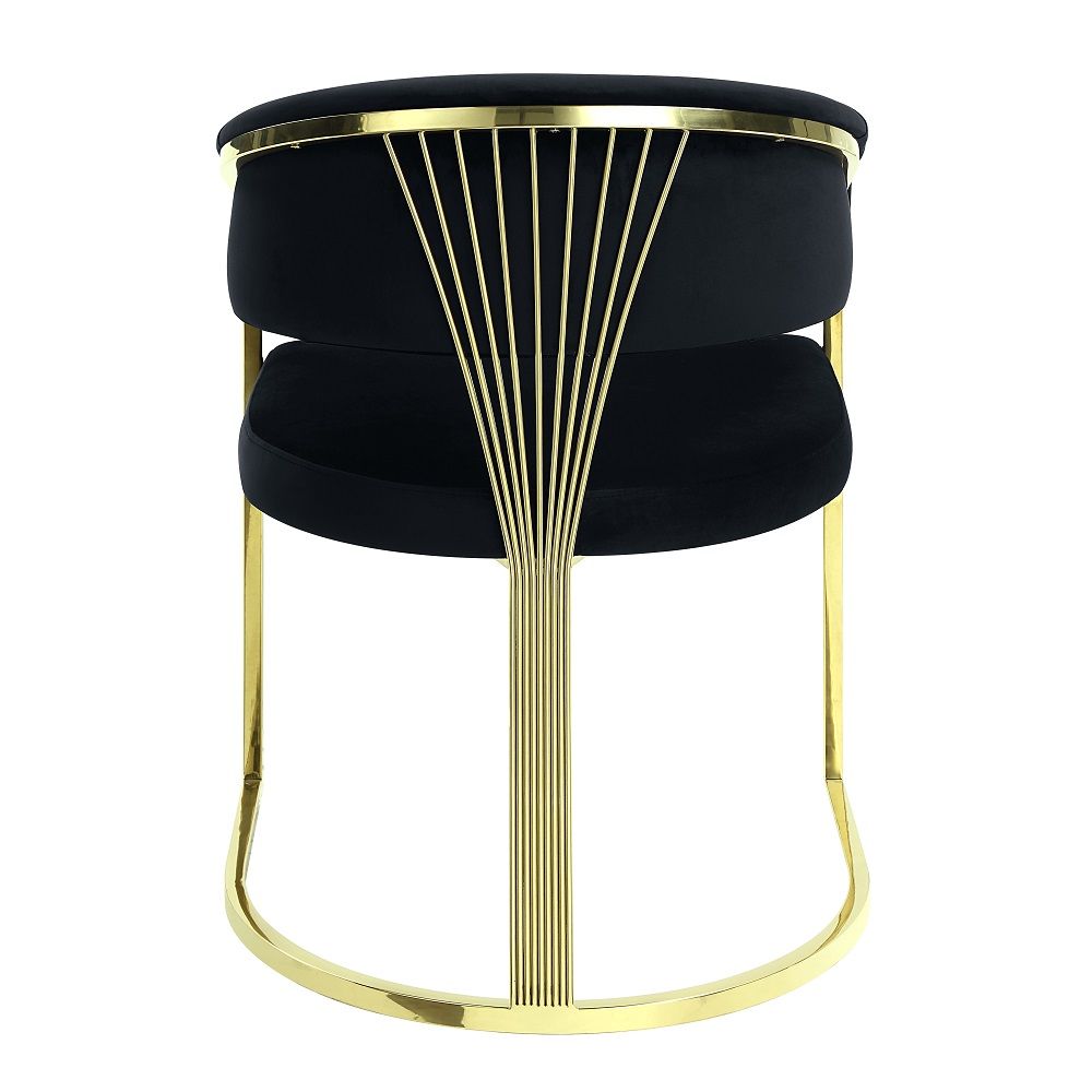 Fallon - Silla auxiliar (juego de 2) - Terciopelo negro y dorado espejado
