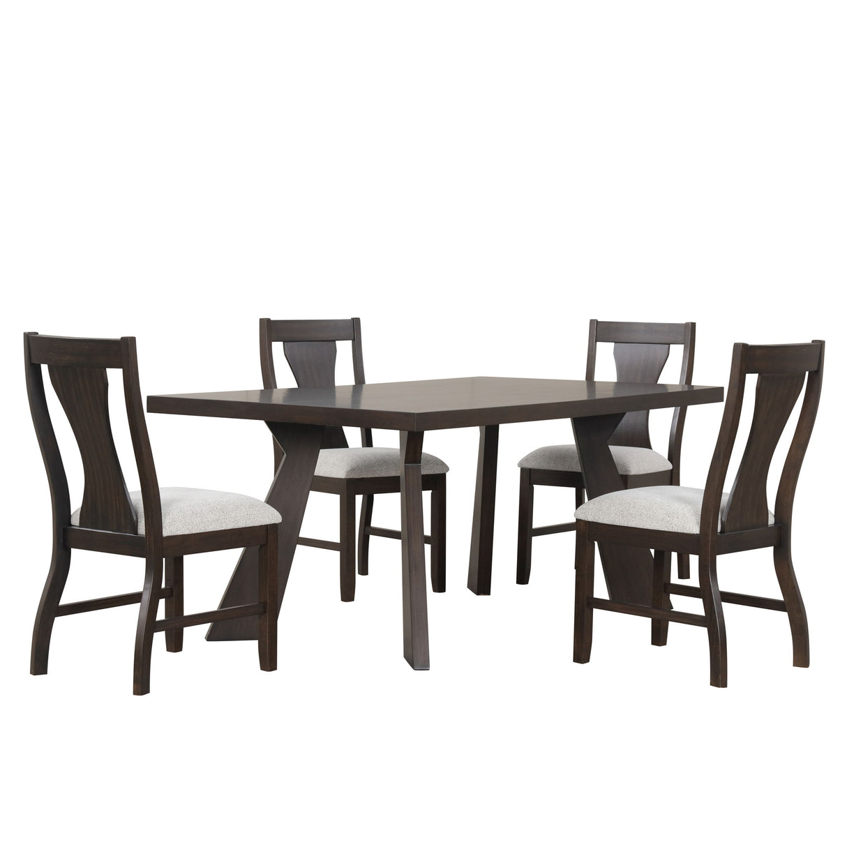 Chestnut Ridge - Juego de comedor de 5 piezas (Mesa redonda de 72" y 4 sillas) - Marrón / Beige