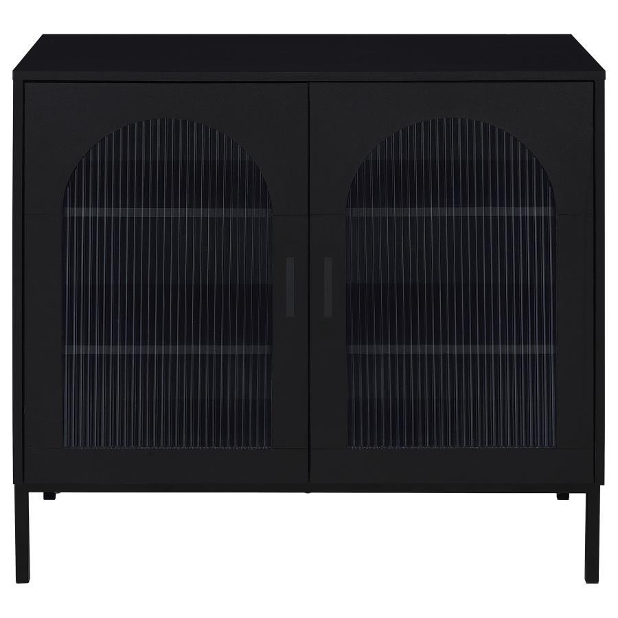 Jess - 2-Door Arched Fluted Glass Accent Cabinet - Black