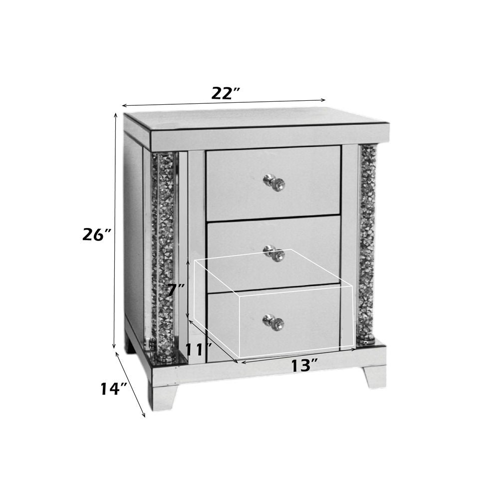 Noralie - Mesa auxiliar - Espejo y diamantes de imitación - Cristal - 26"