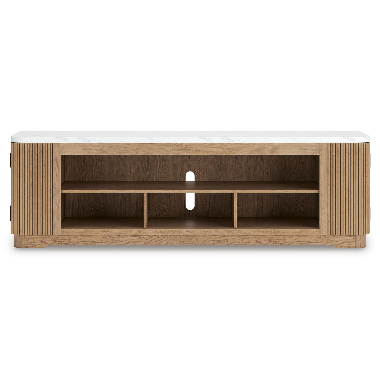 Camdill - XL TV Stand With Fireplace Option - Light Brown