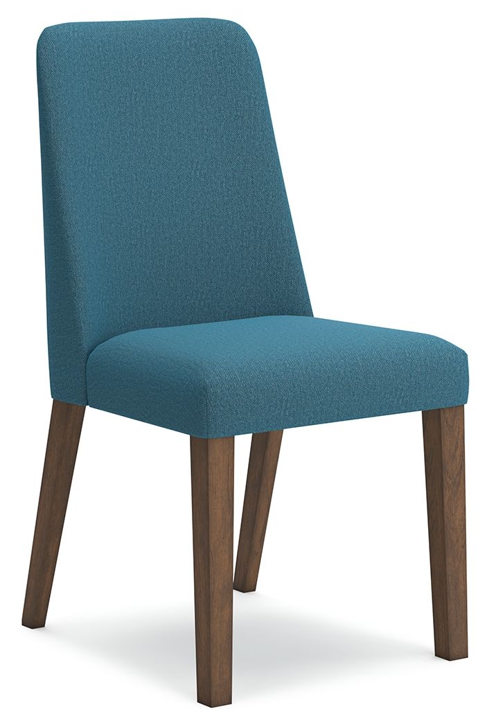 Lyncott - Silla lateral tapizada para comedor (juego de 2) - Azul / Marrón