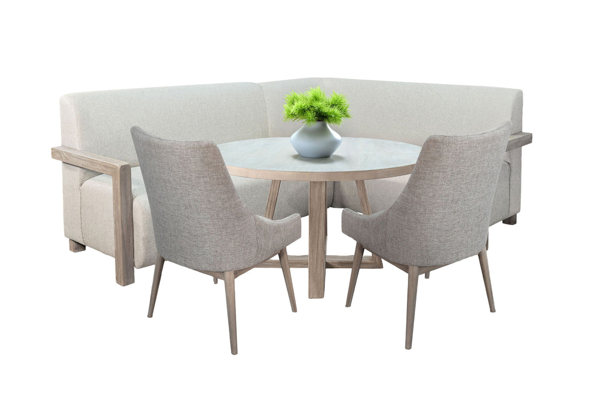 4-Piece Upholstered Dining Set (Bench, Table, 2 Highback Chairs) - Wheat