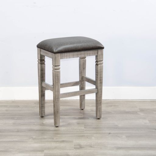 Alpine - 30" Stool With Cushion Seat - Brown / Gray