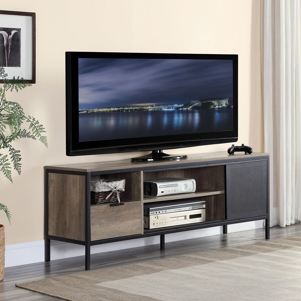 Nantan - Mueble para TV - Acabado Roble Rústico y Negro - 21"