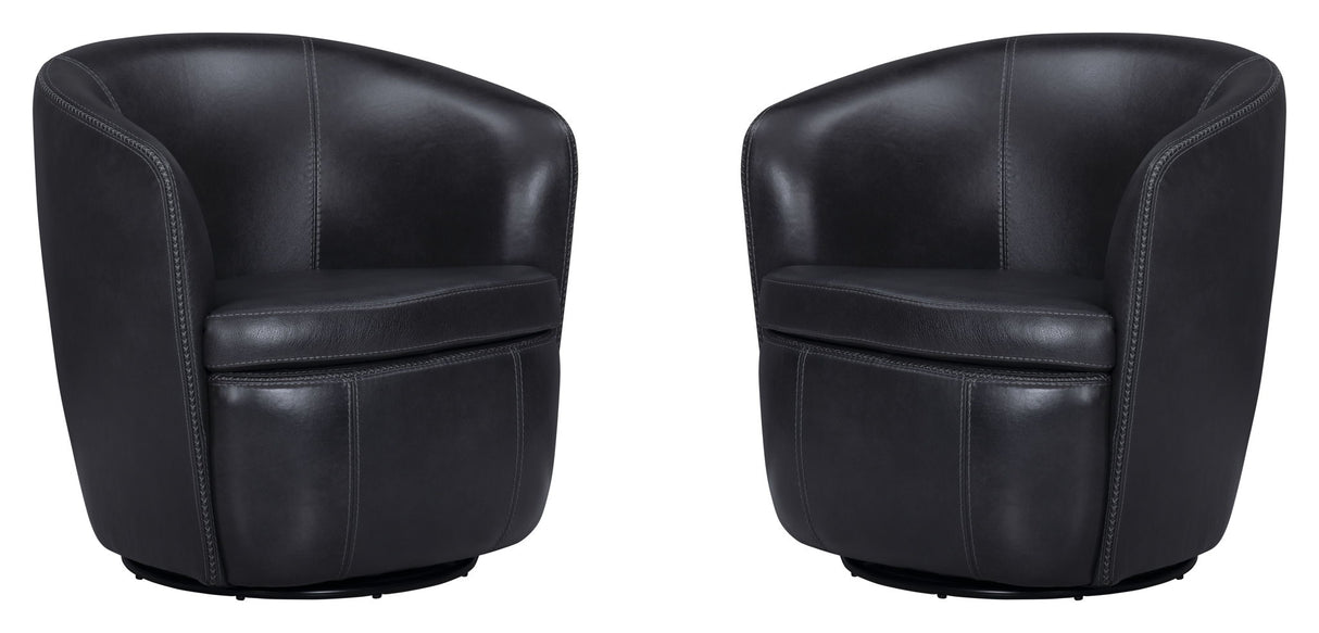 Barolo - 100% Italian Leather Swivel Club Chair (Set of 2)