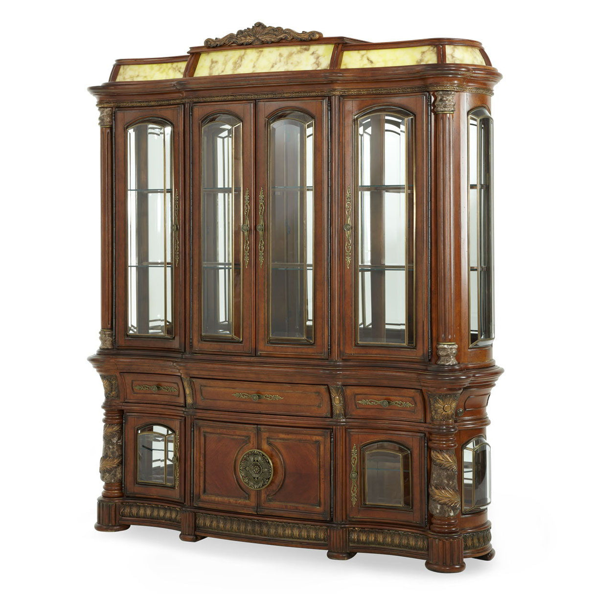 Villa Valencia - China Buffet With Lighted Top - Classic Chestnut