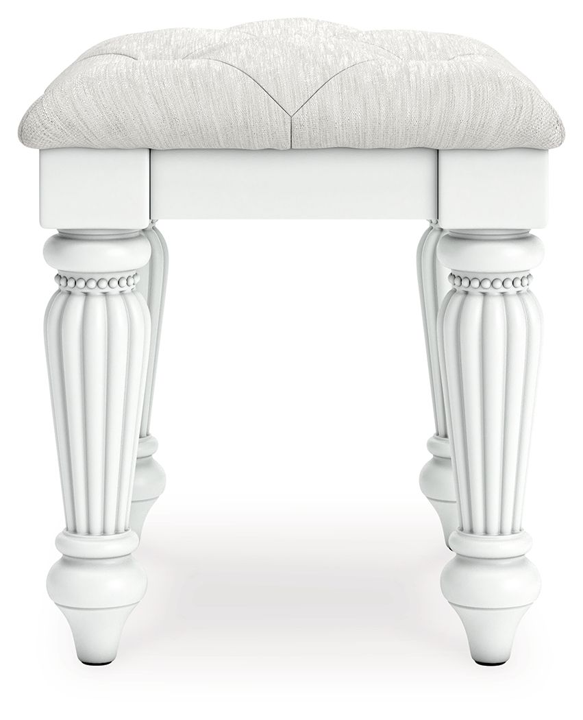 Kozlani - Taburete tapizado Vanity - Blanco