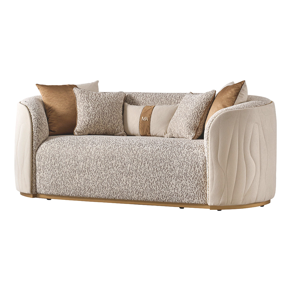 Gineverra - Loveseat - Biscotti / Ivory Gold