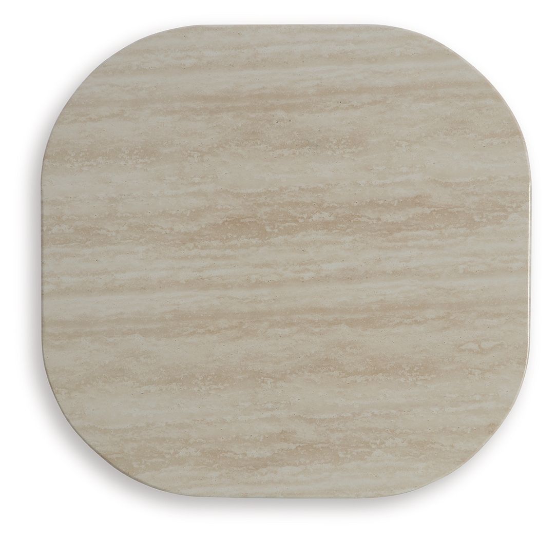Kimora - Mesa auxiliar cuadrada - Beige / Marrón oscuro