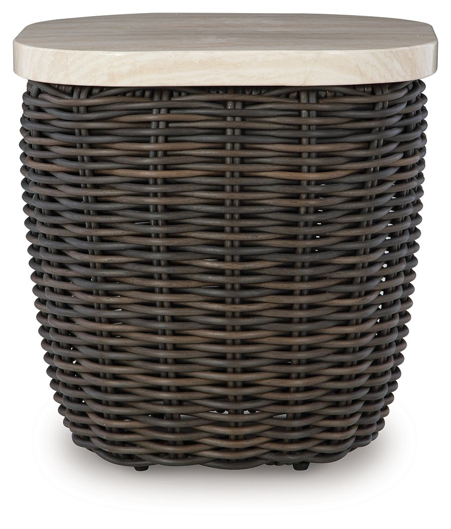 Kimora - Mesa auxiliar cuadrada - Beige / Marrón oscuro