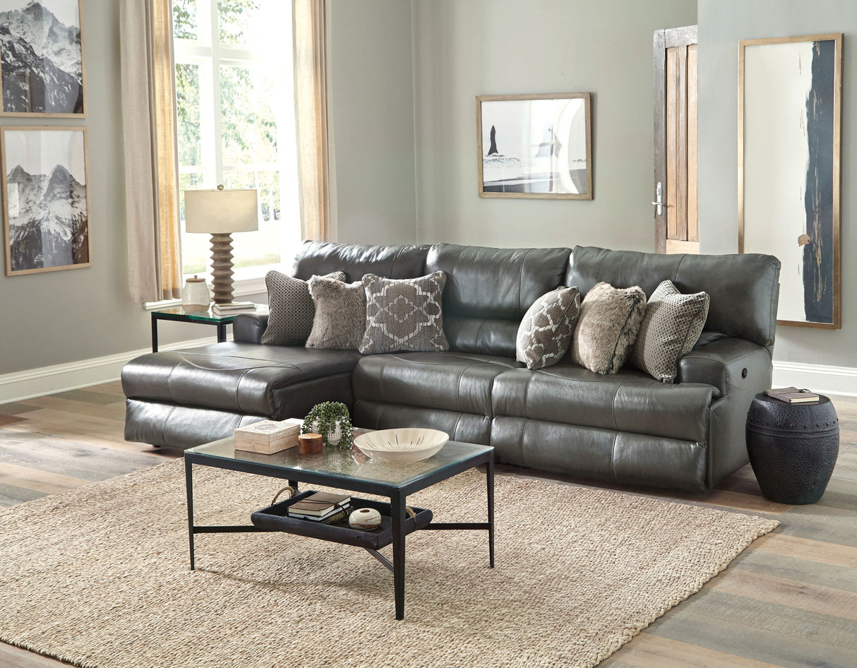 Como - 3 Piece Italian Leather Match Reclining Sectional