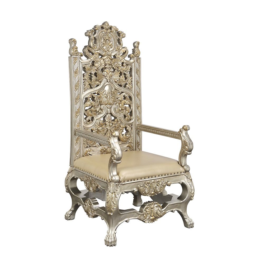 Danae - Arm Chair (Set of 2) - Synthetic Leather , Champagne & Gold