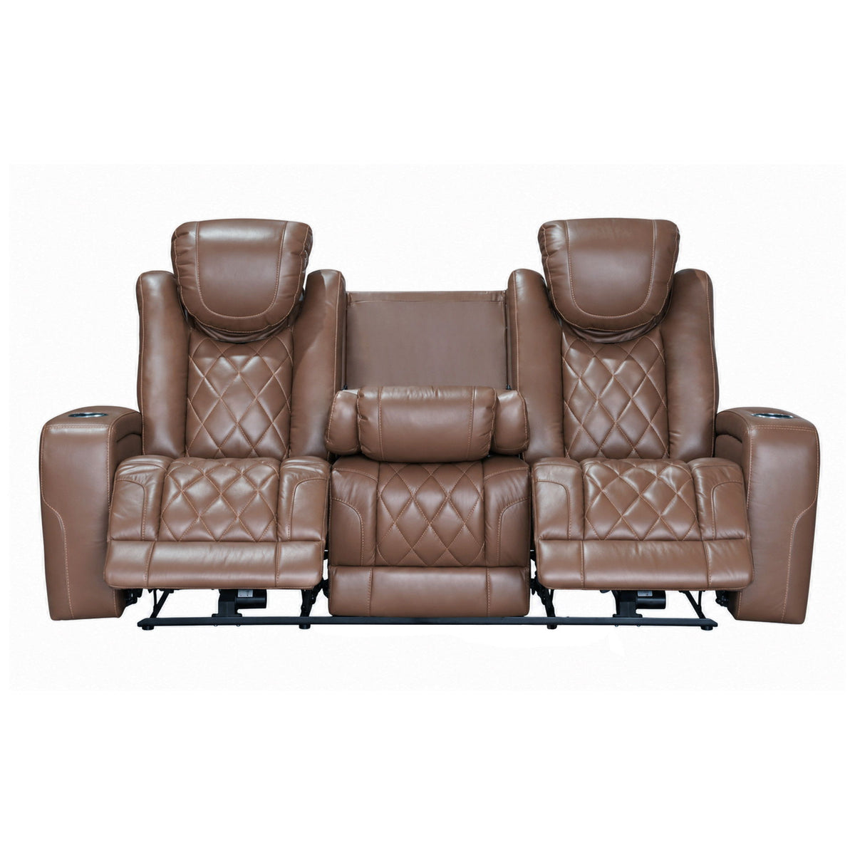 Dorian - Reclining Leather Sofa With Power Headrest And Footrest - Brown