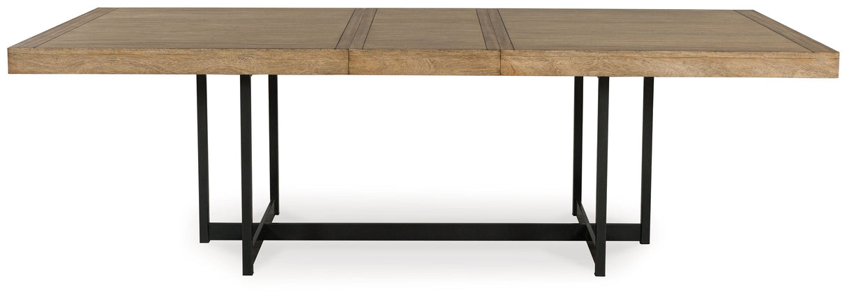 Tomtyn - Mesa de comedor rectangular extensible - Marrón claro