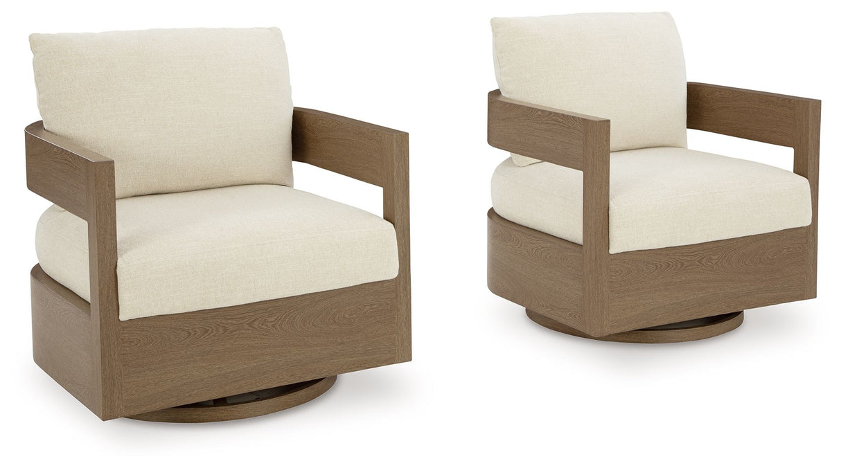 Serene Bay - Sillón Planeador Giratorio con Cojín - Marrón Oscuro / Blanco