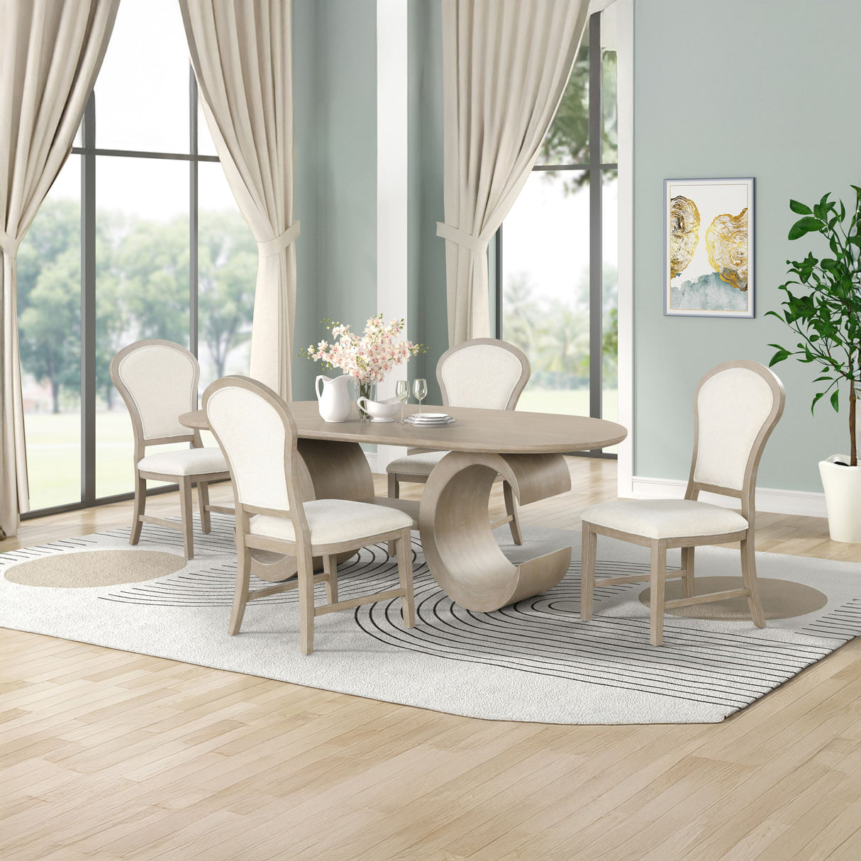 Gwendolyn - Juego de mesa de comedor ovalada