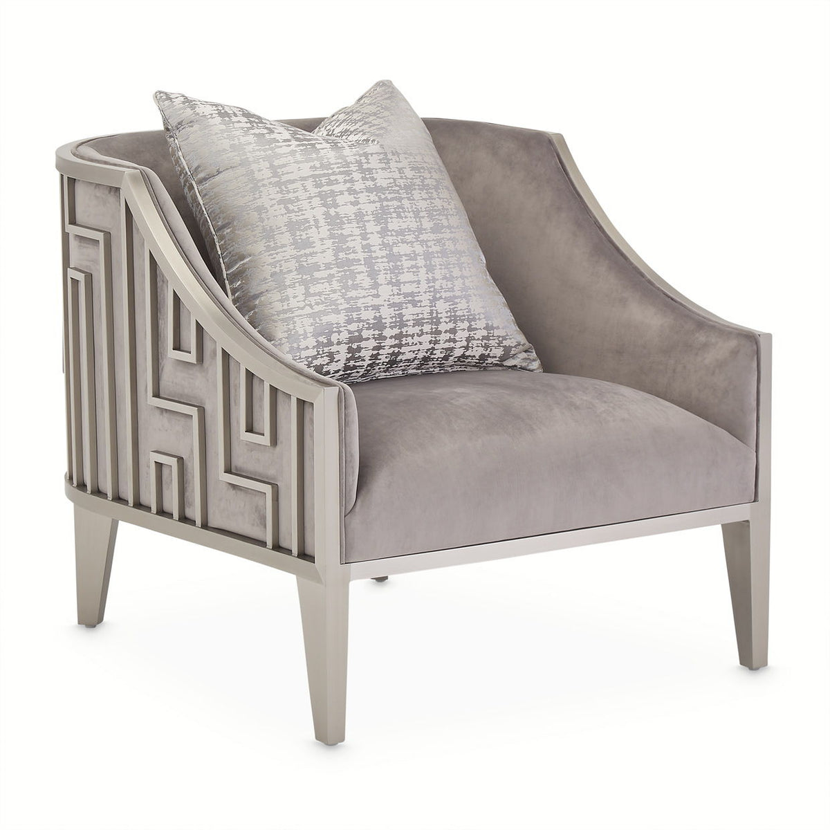 Sillón decorativo Roxbury Park - Terciopelo - Gris Perla / Acero Inoxidable