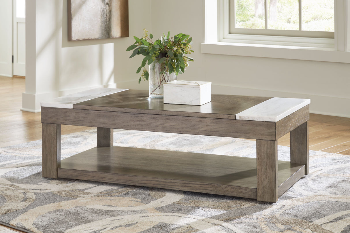 Loyaska - Mesa de centro elevable - Marrón grisáceo / Blanco