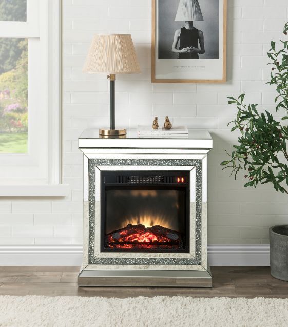 Noralie - Chimenea - Espejo y diamantes de imitación - 32"
