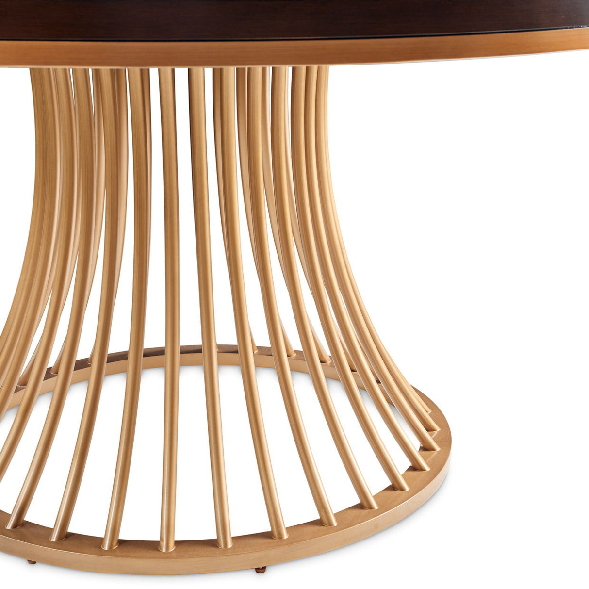 Camellia Field - Round Dining Table - Dark Brown / Gold