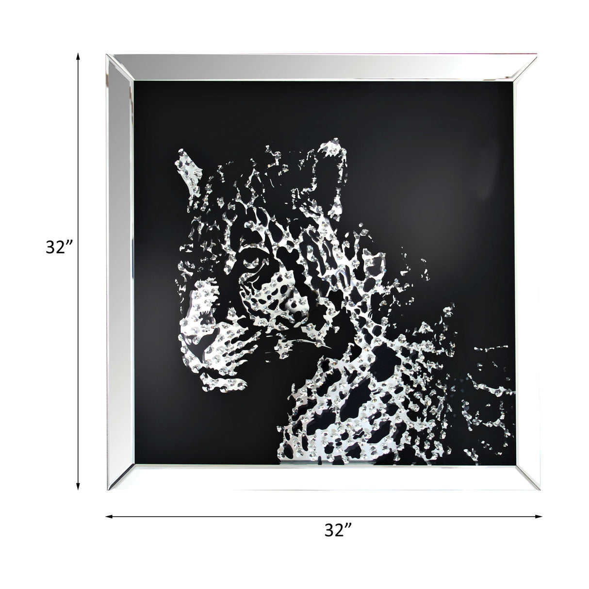 Nevina - Arte de pared - Leopardo de cristal de imitación y espejo